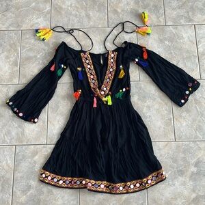 Missguided mirrored tassel gauzy dress